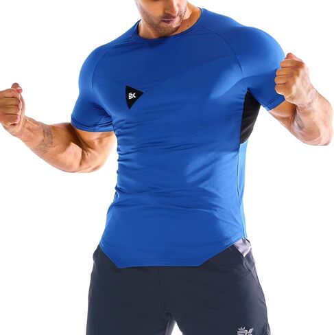 BROKIG 3 Pack Men's Irregular Muscle Gym Shirts Quick Dry Sun Protection Workout Athletic T Shirt Short Sleeve in Saudi Arabia