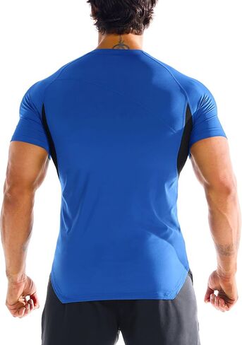 BROKIG 3 Pack Men's Irregular Muscle Gym Shirts Quick Dry Sun Protection Workout Athletic T Shirt Short Sleeve in Saudi Arabia