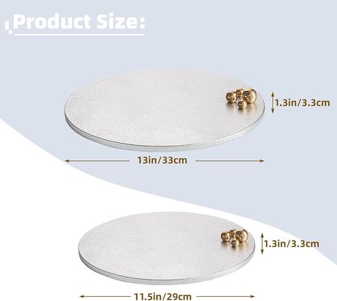 Woven Leather Ottoman Tray for Living Room with Gold Bead, 2 Piece Decorative Round Serving Trays for Ottoman, Waterprooof Leather Coffee Table Tray for Home Decor (Sliver) in Saudi Arabia