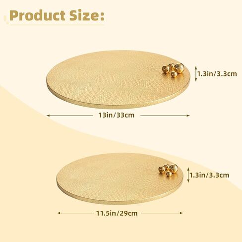 Woven Leather Ottoman Tray for Living Room with Gold Bead, 2 Piece Decorative Round Serving Trays for Ottoman, Waterprooof Leather Coffee Table Tray for Home Decor (Sliver) in Kuwait