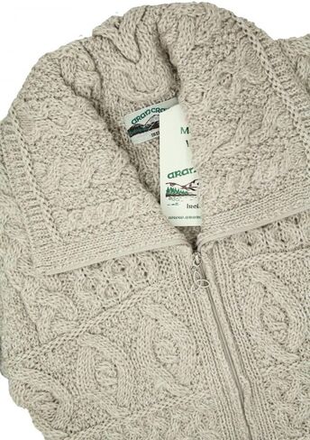 Aran Crafts Women's Irish Cable Knitted Double Collar Coat (100% Merino Wool) in Saudi Arabia
