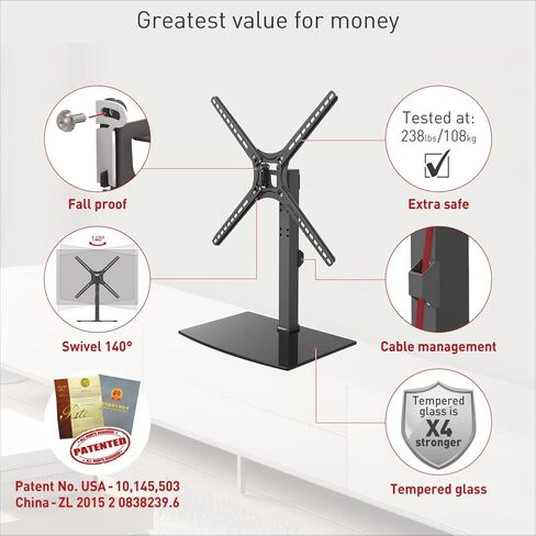حامل أرضي للتلفزيون ثلاثي القوائم من باركان مقاس 13-65 بوصة، حامل لضبط الإمالة والارتفاع، يحمل ما يصل إلى 80 رطلاً، ضمان لمدة عامين، محمول وقابل للطي، يناسب شاشة LED OLED LCD in Kuwait