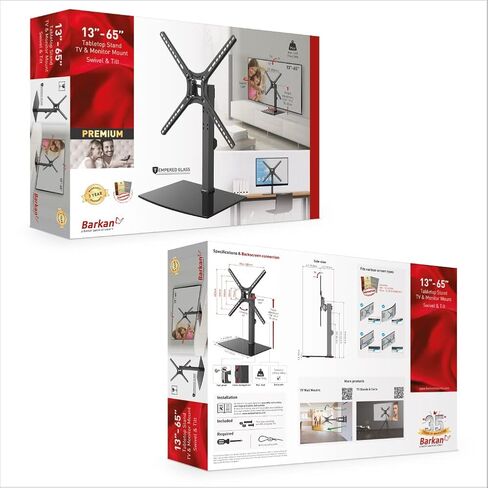 حامل أرضي للتلفزيون ثلاثي القوائم من باركان مقاس 13-65 بوصة، حامل لضبط الإمالة والارتفاع، يحمل ما يصل إلى 80 رطلاً، ضمان لمدة عامين، محمول وقابل للطي، يناسب شاشة LED OLED LCD in Kuwait