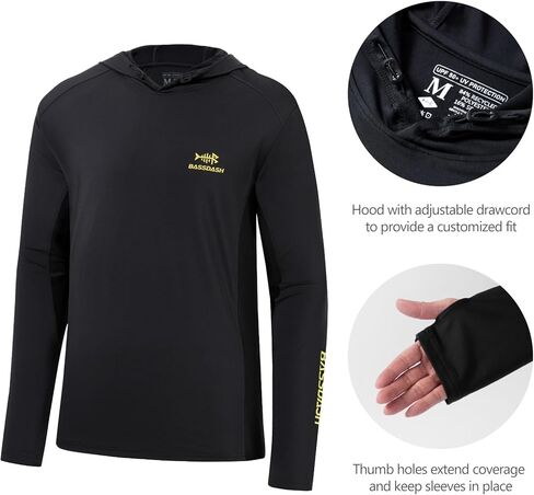 BASSDASH Men’s UPF 50+ Drawstring Fishing Hoodie Shirts UV Sun Protection Long Sleeve Outdoor Hiking Hooded T-Shirts FS33M in Saudi Arabia