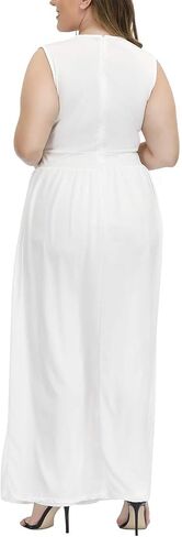 Pink Queen Women's Plus Size Sleeveless Tank Top Wide Leg Long Pants Chiffon Overlay Party Jumpsuit in Saudi Arabia