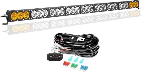 SKYWORLD 49inch Amber&White Fog Light 270W Led Bar 4x4 with 12v Wiring Harness Kit, Led Light Bar for Offroad Vehicles Car Trucks ATV UTV SUV in Saudi Arabia