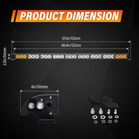 SKYWORLD 49inch Amber&White Fog Light 270W Led Bar 4x4 with 12v Wiring Harness Kit, Led Light Bar for Offroad Vehicles Car Trucks ATV UTV SUV in Saudi Arabia