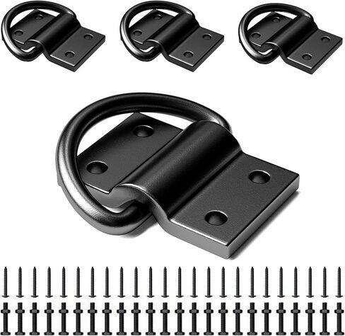 6pcs حلقات D -Duty D Rings Heavy Downer Tie أسفل المرساة ، فائقة 6500 رطل قوة مكثفة D حلبة لأسفل لسرير الشاحنة ، مقطورة ، مع مسامير in Kuwait