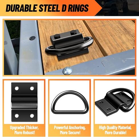 6pcs حلقات D -Duty D Rings Heavy Downer Tie أسفل المرساة ، فائقة 6500 رطل قوة مكثفة D حلبة لأسفل لسرير الشاحنة ، مقطورة ، مع مسامير in Kuwait