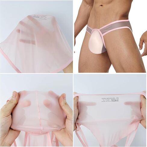 Men's Sexy See Through Underwear Low Rise Bugle Pouch Bikini Briefs in Kuwait