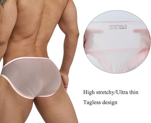 Men's Sexy See Through Underwear Low Rise Bugle Pouch Bikini Briefs in Kuwait