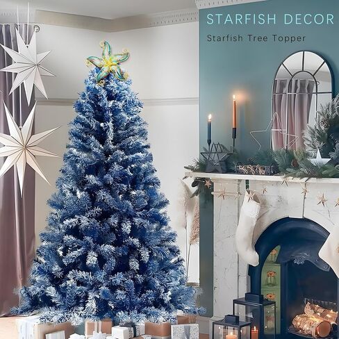 Metal Starfish Wall Decor, Sea Life Coastal Decorations 12 inch Starfish Wall Art, Nautical Home Decoration Handing Ocean Beach Wall Art for Garden,Fence,Home,Patio,Kitchen,Bathroom,(Blue) in Kuwait