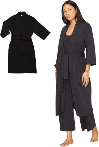 Essential Robe – Sustainable 100% Organic Cotton Lounge Robe with Deep Pockets & Belt – Soft & Stylish in Saudi Arabia