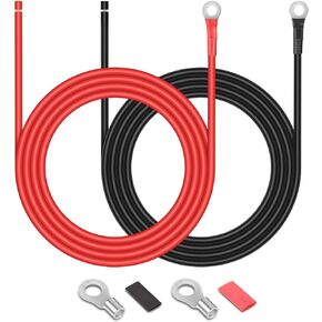 Battery Cables - 10FT 10AWG(6mm²) Battery Power Inverter Cables with 5/16'' Lugs, Tinned Copper PV Wire for Solar Panle Automotive Motorcycle RV Marine Boat (10AWG 10FT)