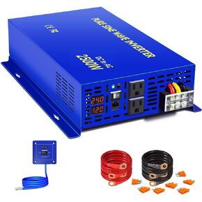2000 watt Pure Sine Wave Power Inverter 2000W DC 12V to 110V 120V AC (Peak 4000W) Dual US Outlets, for RV, Home Use, Solar System