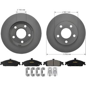 Goodyear Brakes PRK47678F | Front Brake Kit w/Pair (2) of Brake Rotors & Ceramic Brake Pads fit Chevrolet Classic 05-04, Malibu 03-97; Oldsmobile Alero 04-99, Cutlass 99-97; Pontiac Grand Am 05-99 in Kuwait
