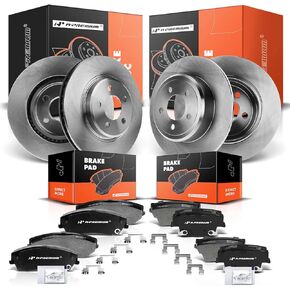 A-Premium Front and Rear Drilled and Slotted Disc Brake Rotors + Ceramic Pads Kit Compatible with Select Chrysler and Dodge Models - 300 2015-2020, Challenger/Charger 2012-2018/2020, 12-PC Set