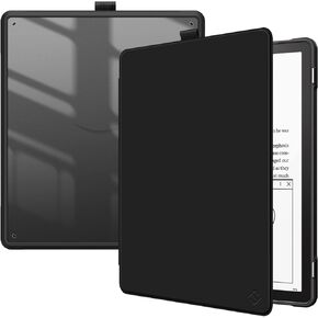 Fintie Hybrid Slim Case for Kindle Scribe 10.2 Inch Tablet (2022 Released) - Shockproof Cover Transparent Back Shell with Pencil Holder, Black