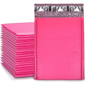 حزمة بريدية فقاعية ذاتية الغلق متميزة مكونة من 25 قطعة من أكياس بريد بولي صغيرة 4 × 8 وأكياس تغليف للشركات الصغيرة، مظاريف بريدية مبطنة مقاومة للماء للشحن، أكياس مبطنة بالفقاعات الوردية in Kuwait