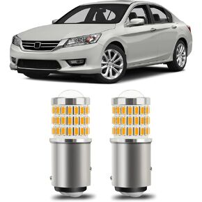 Amber Yellow 1157 2357 2057 7528 LED Bulbs with Projector Front Turn Signal Blinker Lights Compatible with 2003-2012 Honda Accord & 2013-2015 Honda Accord Sedan, Pack of 2