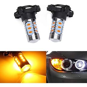 (2 Amber Yellow Error Free High Power PY24W 5200s LED Bulbs Compatible With BMW Front Turn Signal Lights Canbus