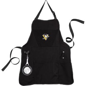 Team Sports America Outdoor NHL Black Grilling Apron | Pittsburgh Penguins | Made of Durable Cotton | Beverage Opener and Multi-Tool | Sports and Tailgaiting Apparel