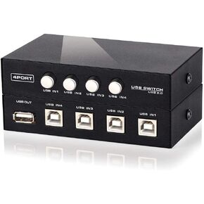 Metal Case USB 2.0 Manual Share Sharing Switch Switcher Adapter Box Hub Allow 4 Computers Share 1 USB Device Like Printer, Scanner, Camera, Keyboard