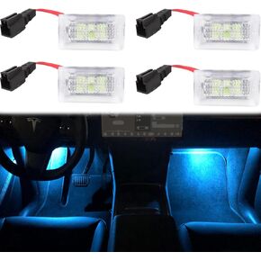 Carwiner Compatible with Tesla Model 3/Y/S/X Ultra-bright Interior LED Lighting Bulbs Kit Accessories fit Trunk, Frunk, Door Puddle, Foot-Well lights (4 Pack) (blue)