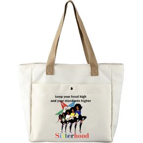 CMNIM OES Gifts OES Book Sleeve Order of The Eastern Star Sisterhood Book Covers for Paperback for OES Sistars Keep Head High (Sisterhood Large Tote Bag), Black
