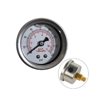 White Universal Adjustable Fuel Pressure Regulator Gauge 0-100psi Liquid Oil Press Gauge