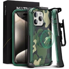 MOTIVE Designed for iPhone 16e Case with Belt Clip, Compatible with Magsafe Qi2, Heavy Duty and Quad Layer Military Grade Protection for iPhone 16e Holster, 6.1" | Black - 2025
