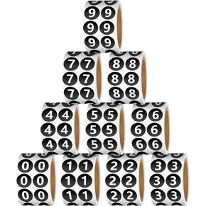 Glenmal 5000 Pieces 10 Rolls Circle Number Stickers 0 to 9 Inventory Labels 0.5 Inch Round Inventory Stickers Numbered Self Adhesive Number Labels for Office Warehouse Organization Classroom Dating