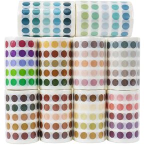 Washi Dot Stickers 10 Rolls,12500pcs 1/3" Inch Small Color Circle Stickers,Assorted Translucent Round Coding Stickers for Bullet Journals, Art Craft, Calendars