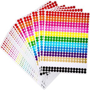 7680 Pieces, 0.4inch Colored Round Dot Stickers Circle Dot Labels, Neon Colors Labels