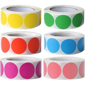 3000 Pieces 1 Inch Round Color Coding Labels Writable Circle Dot Labels Self Adhesive Color Round Stickers for Inventory Home Organize, File Classification(6 Rolls, 6 Colors)