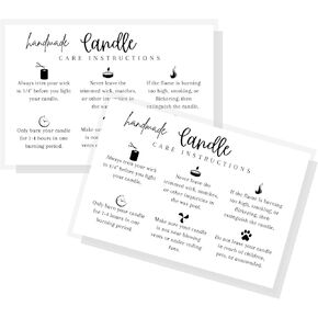 Handmade Candle Care Instruction Card | 30 Pack | for Handmade Candle Makers Soy Bees Wax Coconut Essential Oils | White Card