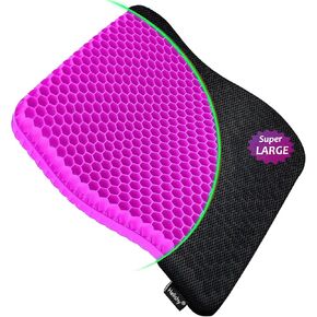 Gel Seat Cushion, (Super Large & Thick) Breathable Honeycomb Design Absorbs Pressure Points Seat Cushion with Non-Slip Cover Gel Cushion for Office Chair Home Car Seat Cushion for Wheelchair (Violet)