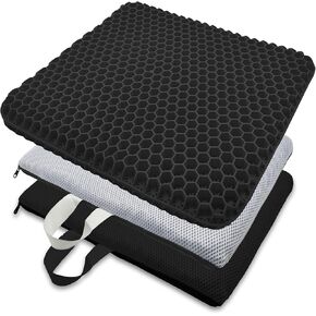 وسادة مقعد جل سميكة، وسائد كرسي مكتب مقاس 2.4 بوصة، وسادة مقعد السيارة، وسادة كرسي مزدوجة سميكة للذيل، وسادة بعقب لمكتب الكمبيوتر، كرسي المكتب، أسود in Kuwait