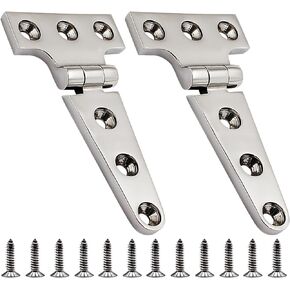 316 Stainless Steel T Hinges Marine Grade 8'' x 4" Heavy Duty Boat Hatch Hinge (196 mm X 97 mm) 2 Pack Casting Cabinet Hardware Door Hinge with Screws