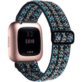 أربطة قابلة للتمدد متوافقة مع سوار Fitbit Versa 2 للنساء والرجال، سوار معصم بديل مرن قابل للتعديل لـ Fitbit Versa 2 / Fitbit Versa/Fitbit Versa Lite/Fitbit Versa SE