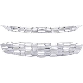 KUAFU 2PCS Front Grille Trim Compatible with 2016-2018 Chevy Chevrolet Malibu Overlay Grill Covers Inserts Plastic Silver Chrome