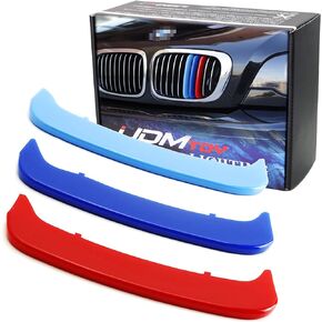 iJDMTOY Exact Fit ///M-Colored Grille Insert Trims Compatible With 2002-05 BMW E46 LCI 3 Series 4-Door Sedan 323i 325i 328i 330i, 00-03 BMW E46 Pre-LCI 3 Series 2-Door Coupe 325ci 330ci and 00-06 M3