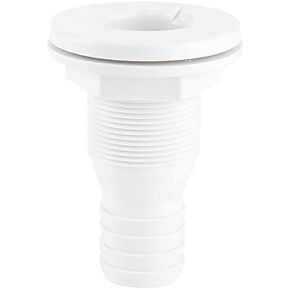 KIMISS Thru Hull Fitting, 1‑1/4in Through Hull Connector White Plastic Hose Connector Accessory for Marine Boat