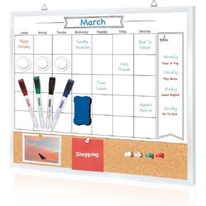 سبورة بيضاء DumanAsen، سبورة بيضاء مغناطيسية قابلة للمسح الجاف مقاس 16 × 24 بوصة للجدار، لوحة عرض محمولة للمنزل والمكتب، بما في ذلك العلامات والممحاة وأجهزة التعليق in Kuwait