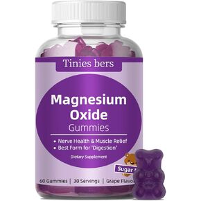Magnesium Oxide Gummies 500mg, Sugar Free for Adults & Kids, Best Mg Form for ‘Digestion’, for Sleep, Nerve, Head Health, Muscle & Stress Relief, Gluten Free, Non GMO, Vegan, Pectin, 60