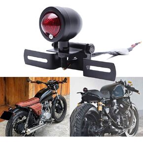 DREAMIZER Motorcycle Bullet Tail Light with License Plate Bracket Holder Aluminium Retro Rear Lamp for Cafe Racer Bobber Custom Chopper Bonneville - Bullet
