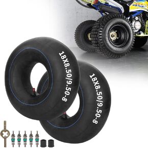 RUTU 18x8.50-8 18x9.50-8 20x8/10-8 Inner Tube with TR-13 Straight Valve Stem for ATV Quad 4 Wheeler Go Kart Lawn Tractor Snow Blower Golf Cart Garden Trailer Heavy Duty Lawn Mower Turf 2 Pack