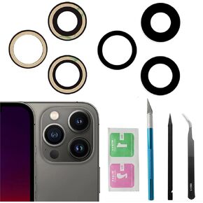 3 Pcs Max Sapphire Rear Back Camera Glass Lens Replacement for iPhone 13 Pro/iPhone 13 Pro Max with Adhesive Preinstalled Includes Replacement Repair Toolkit Set