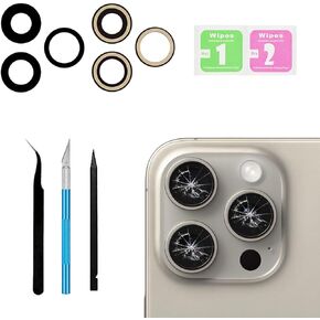 15 Pro Back Rear Camera Lens Glass Replacement for iPhone 15 Pro Camera Glass Replacement with pre-Installed Adhesive and Reparing Toolkits