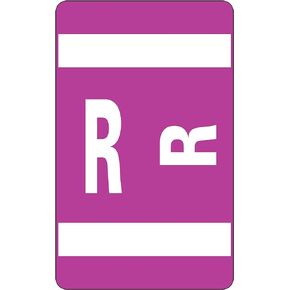Smead AlphaZ ACCS Color-Coded Alphabetic Label R, Purple, 100 Labels per Pack (67188)